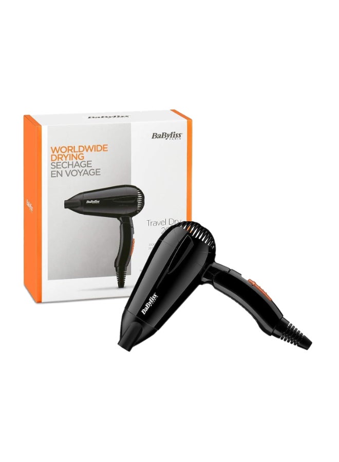 Hair Dryer | Powerful 2000w Drying Performance With Dual Voltage For Travel Convenience | 2 Heat And Speed Settings With Fast Drying Time | Lightweight And Portable Design | 5344SDE Black