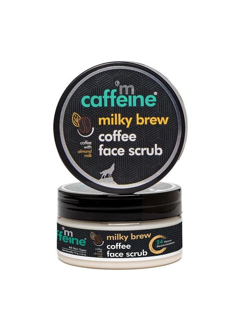 mCaffeine Latte Face Scrub (75gm) for Gentle Exfoliation | Retains Mositure and Refines Skin | With Coffee, Almond Milk and Rich Shea Butter | Scrub for Men and Women