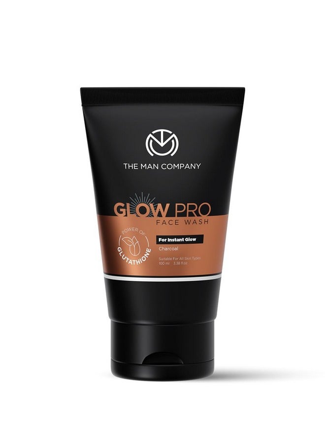 Glow Pro Face Wash For Men 100Ml | Enriched With Glutathione Charcoal | Instant Glow Deep Cleansing & Evens Skin Tone | Men'S Face Wash For Dry Skin | Toxin Free