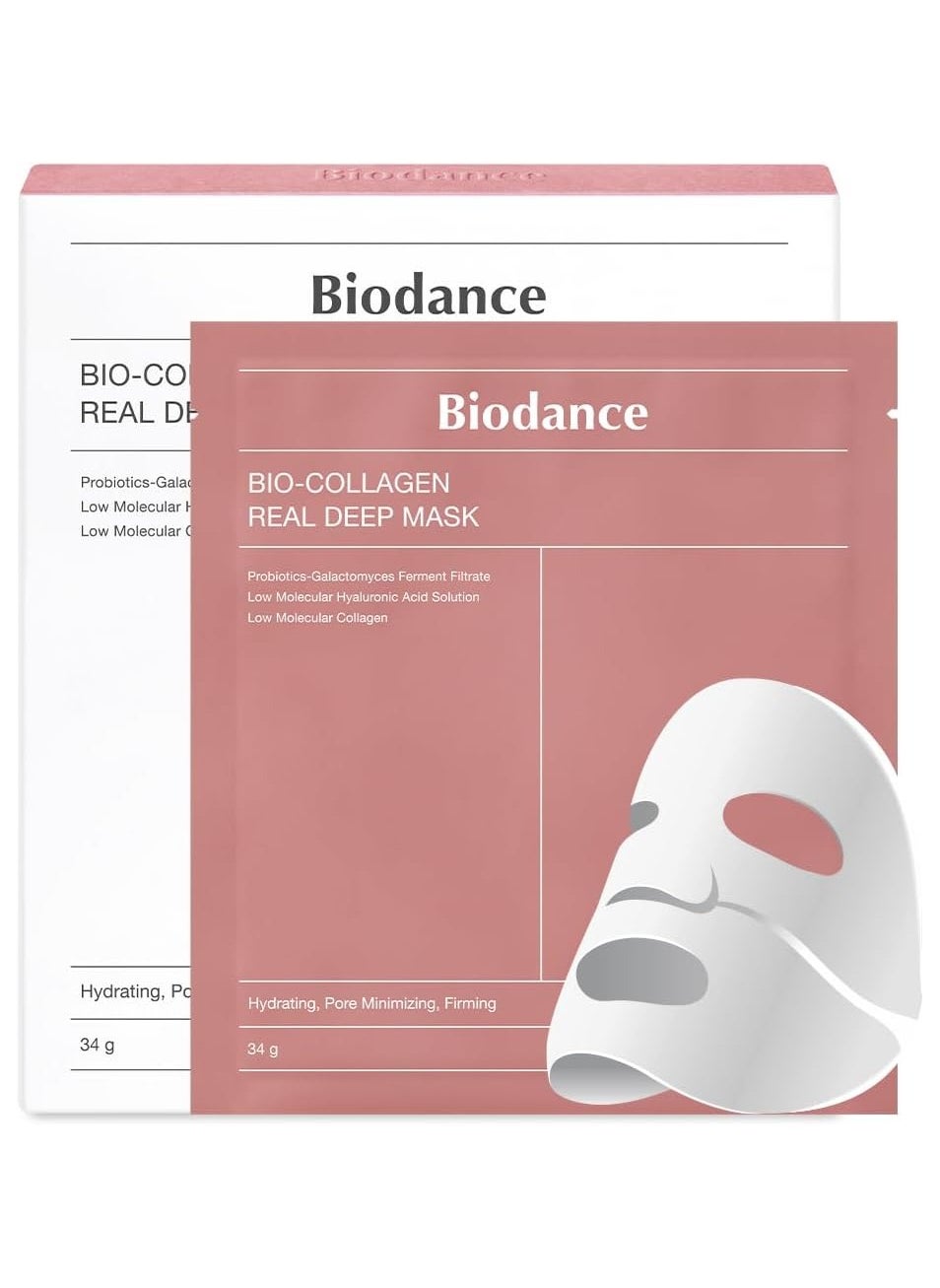 Bio-Collagen Real Deep Mask, Hydrogel Mask Sheet, Pore Tightening, Hydrating, Low Molecular Collagen Face Mask | 34g x4ea