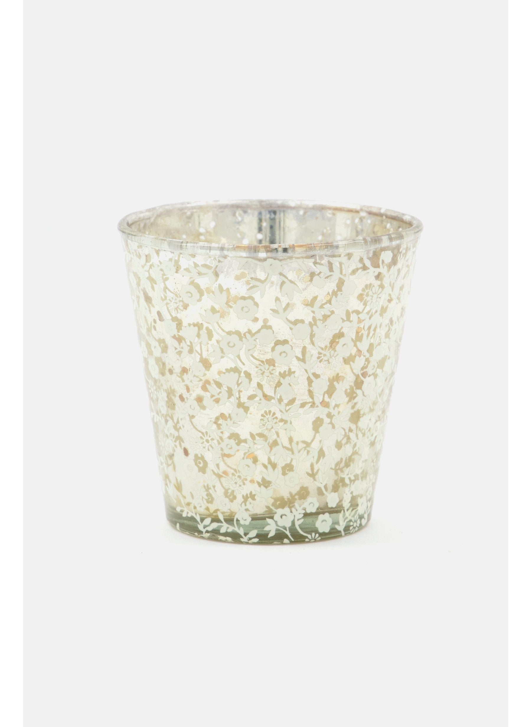 Votive Glass Candle Holder, Gold/White