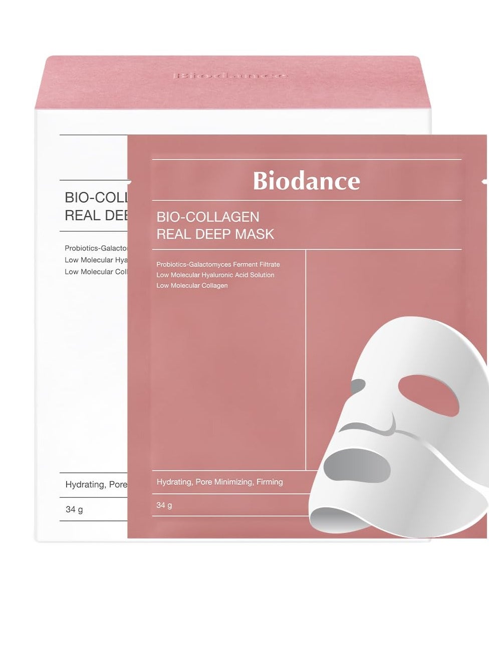 Bio-Collagen Real Deep Mask 34g x 4ea, Hydrating Overnight Mask Pore Minimizing