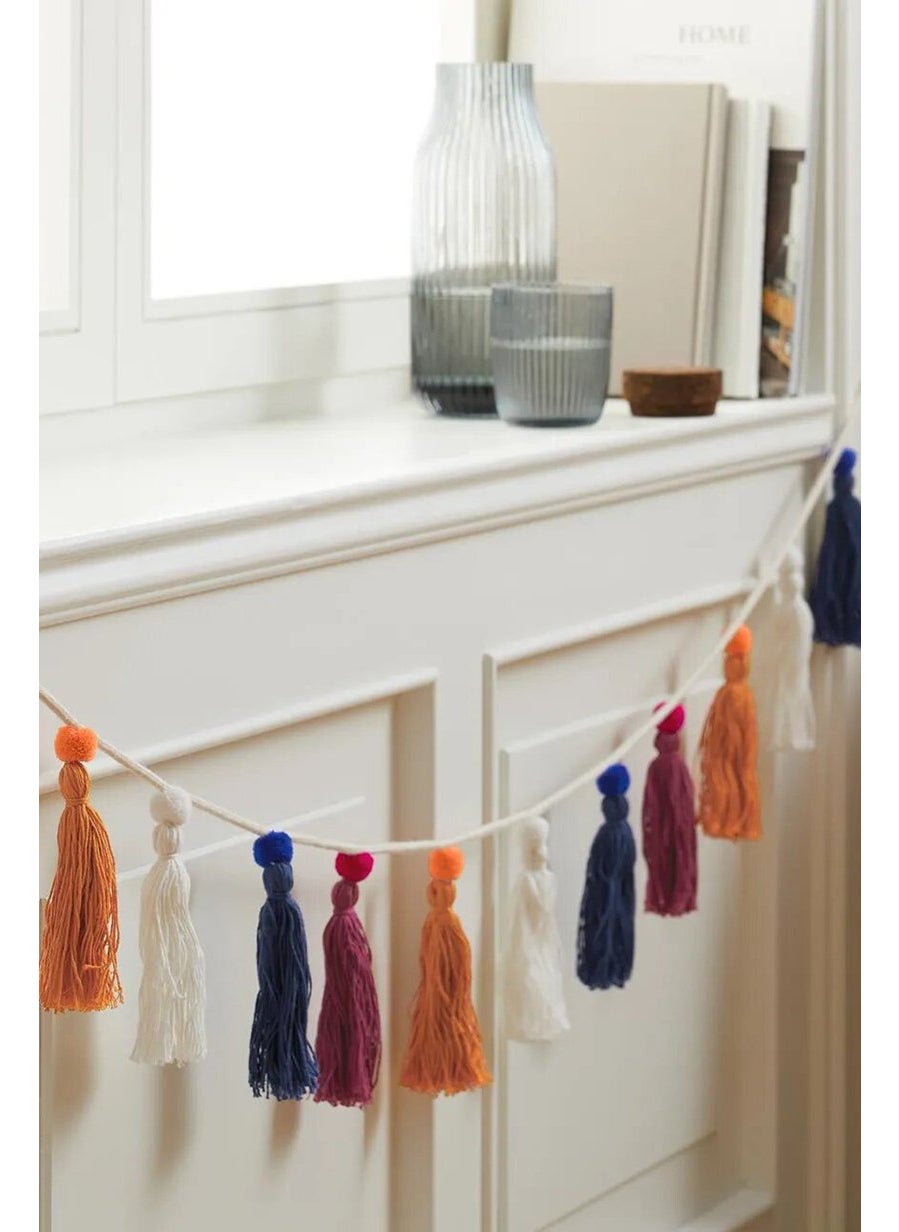 Textile Garland Home Decorations, Orange and White and Navy and Maroon