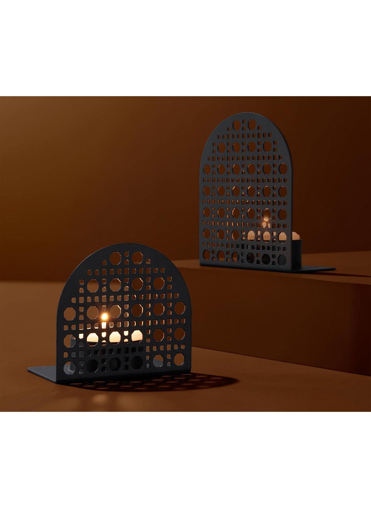 Set of 2 Tealight Candle Holder, Black