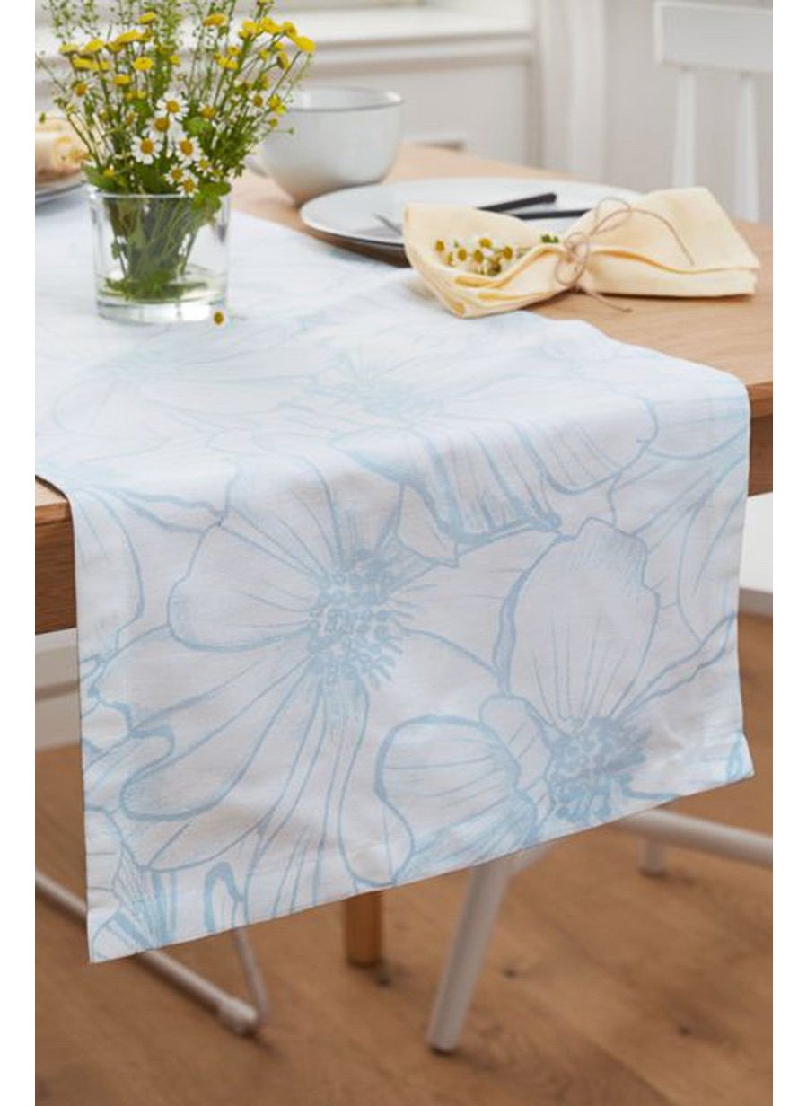 Table Runner 40 x 180 cm, Blue and White