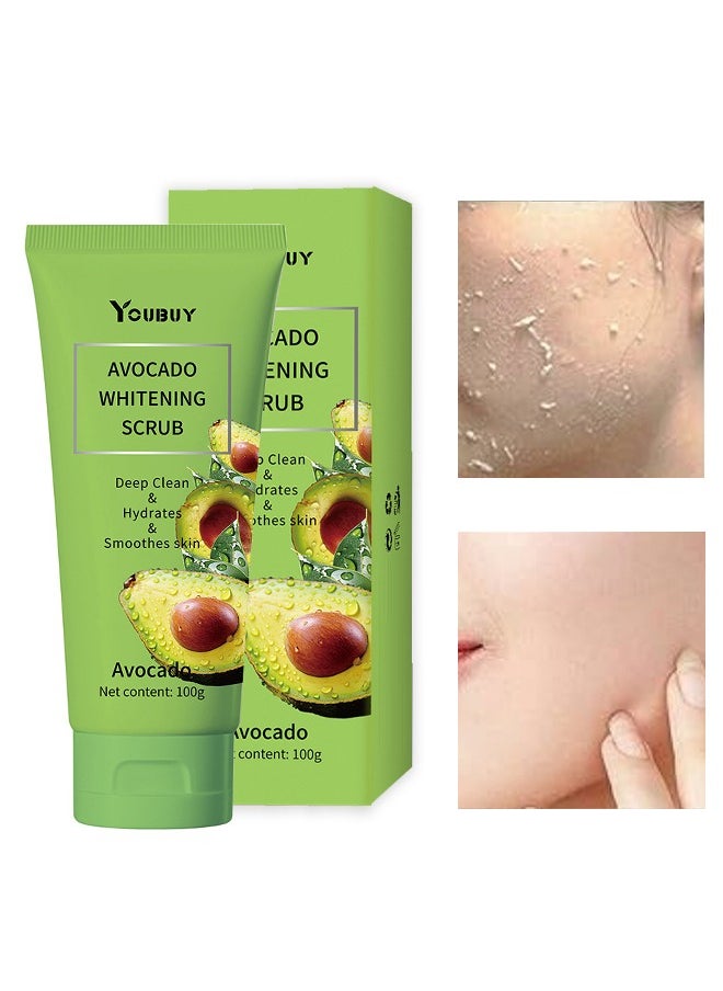 Avocado Whitening Scrub - Gentle Exfoliating Facial Scrub,Deep Clean Dead Skin Removal Facial Exfoliator 100g