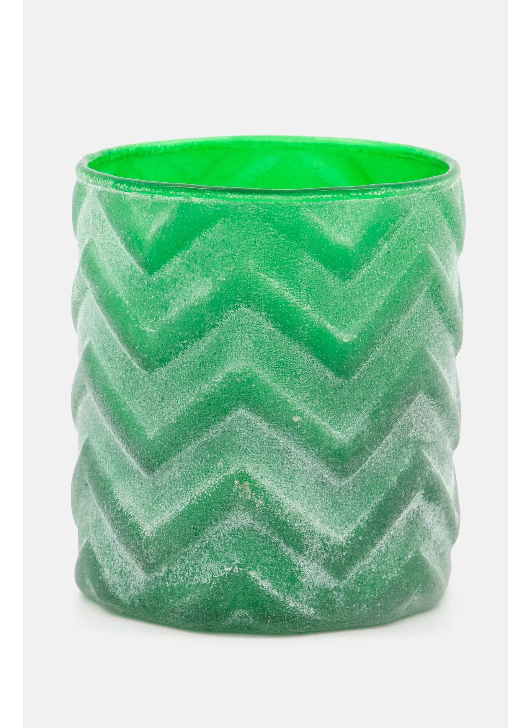 Textured Candle Glass Holder, Green