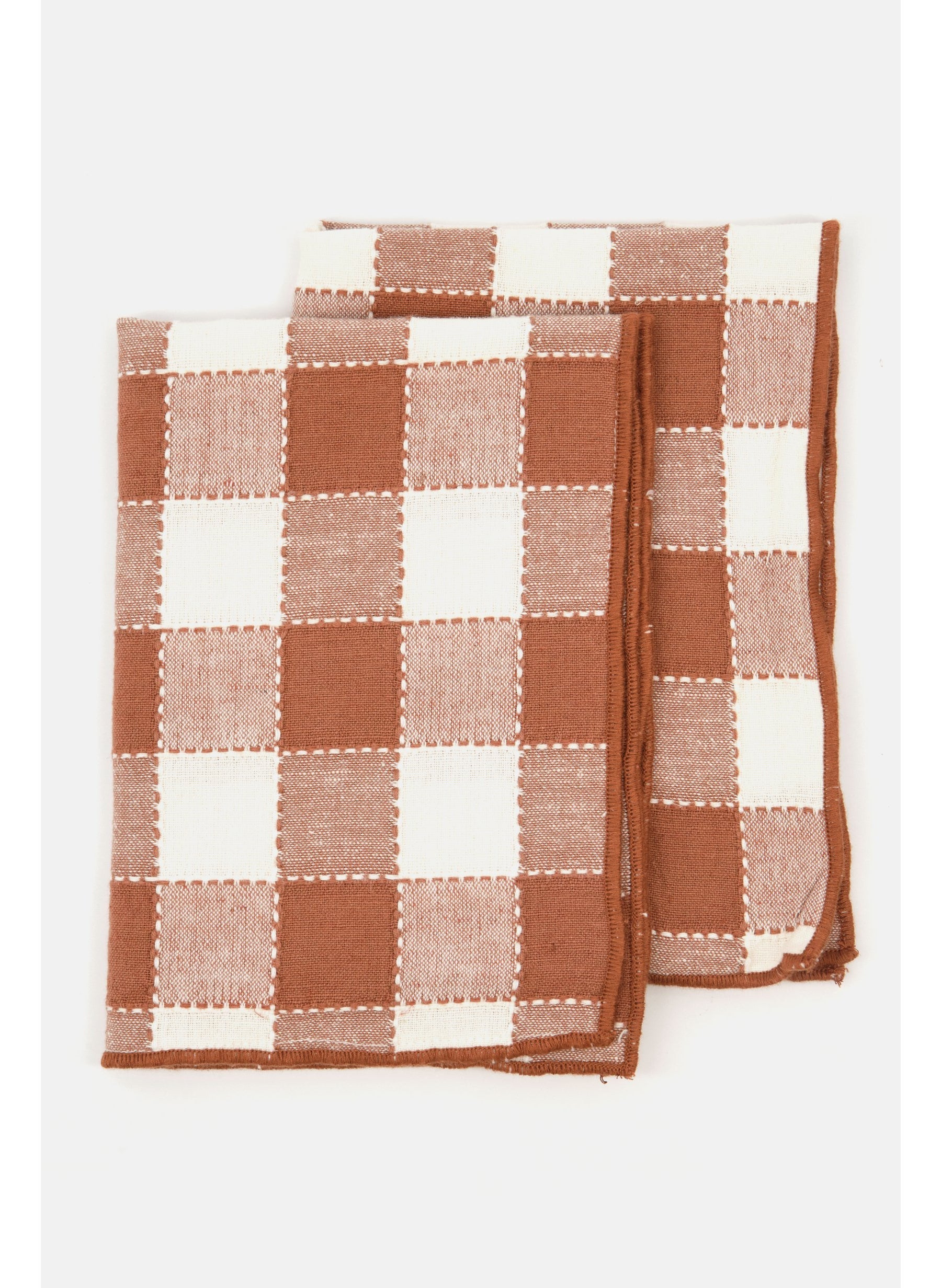 2 Pcs Washable Placemats, Brown/White