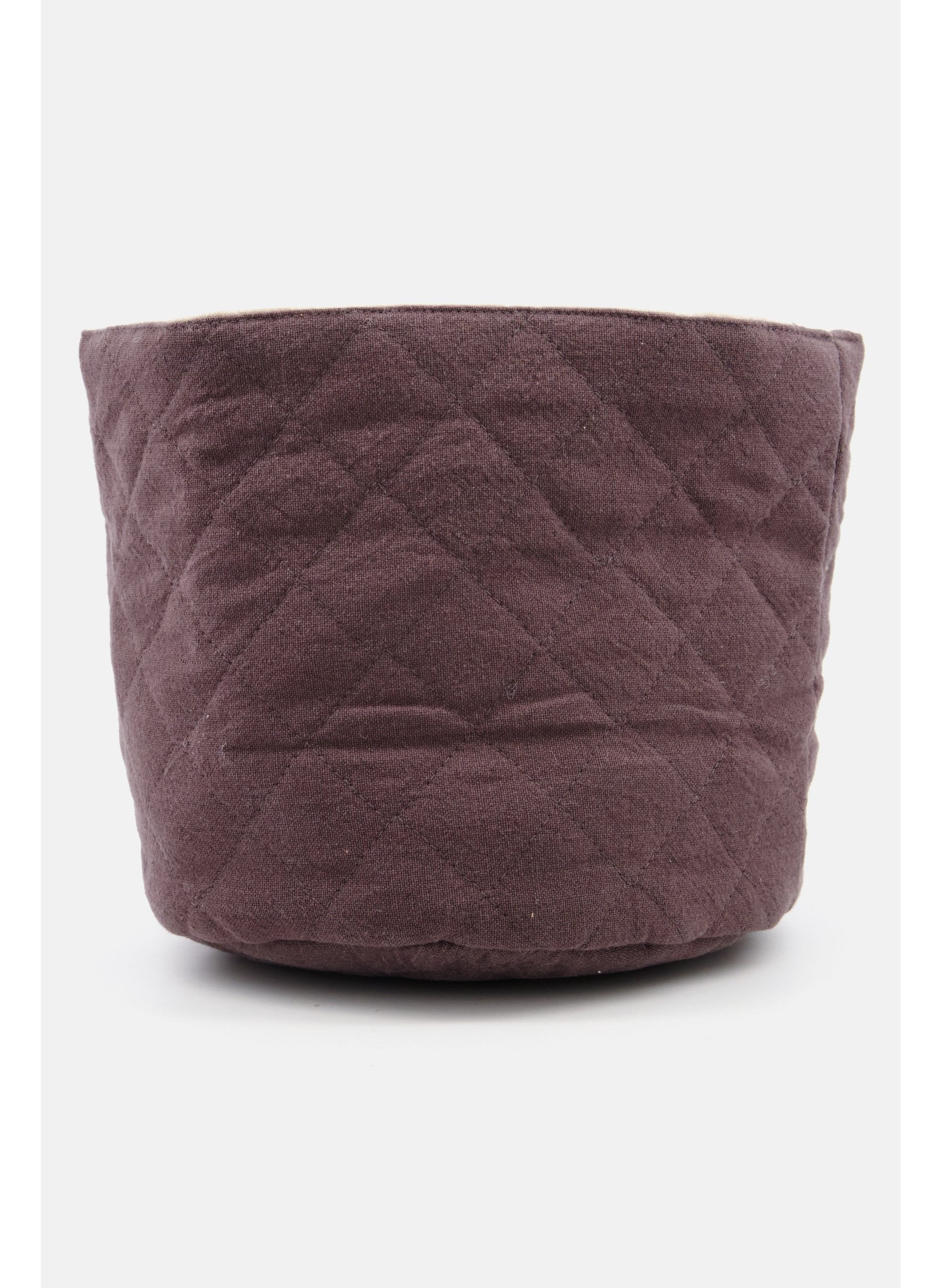 Quilted Cotton Storage Bucket, Dark Grey