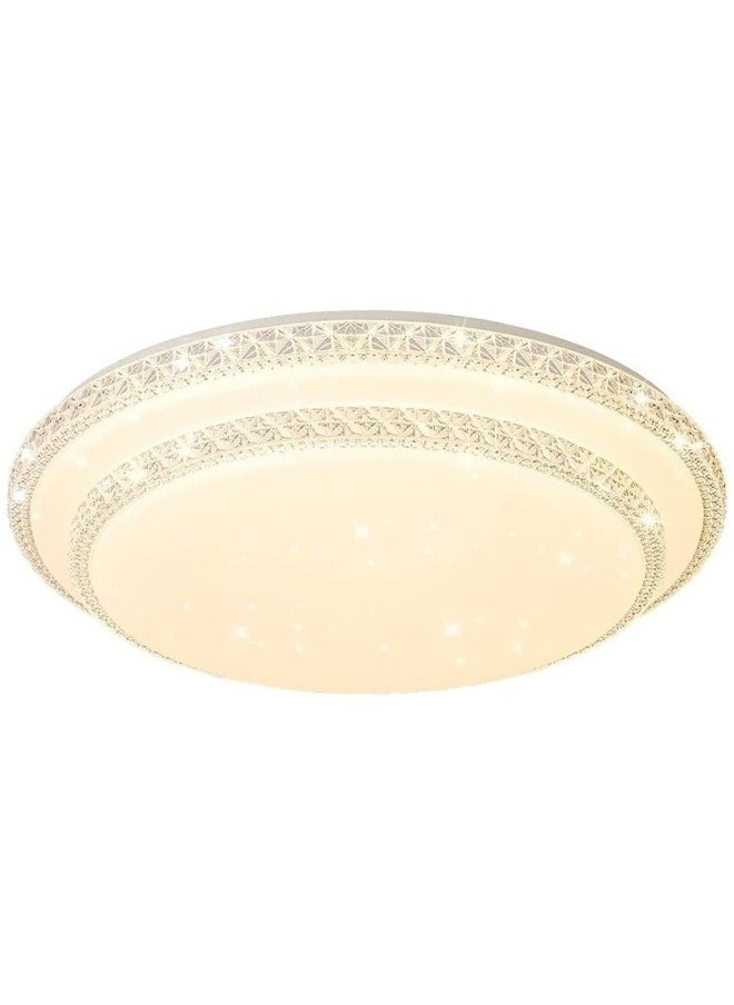 Flush Mount Double Layer Crystal Ceiling Lamp, 3-color Modern Simple LED Ceiling Light for Bedroom Living Room Dining Room