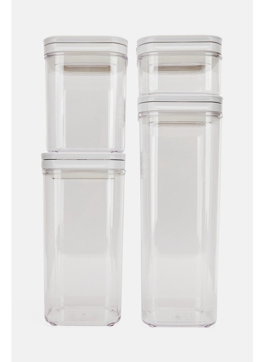 4 Pcs Fliplock Canister, Transparent and White