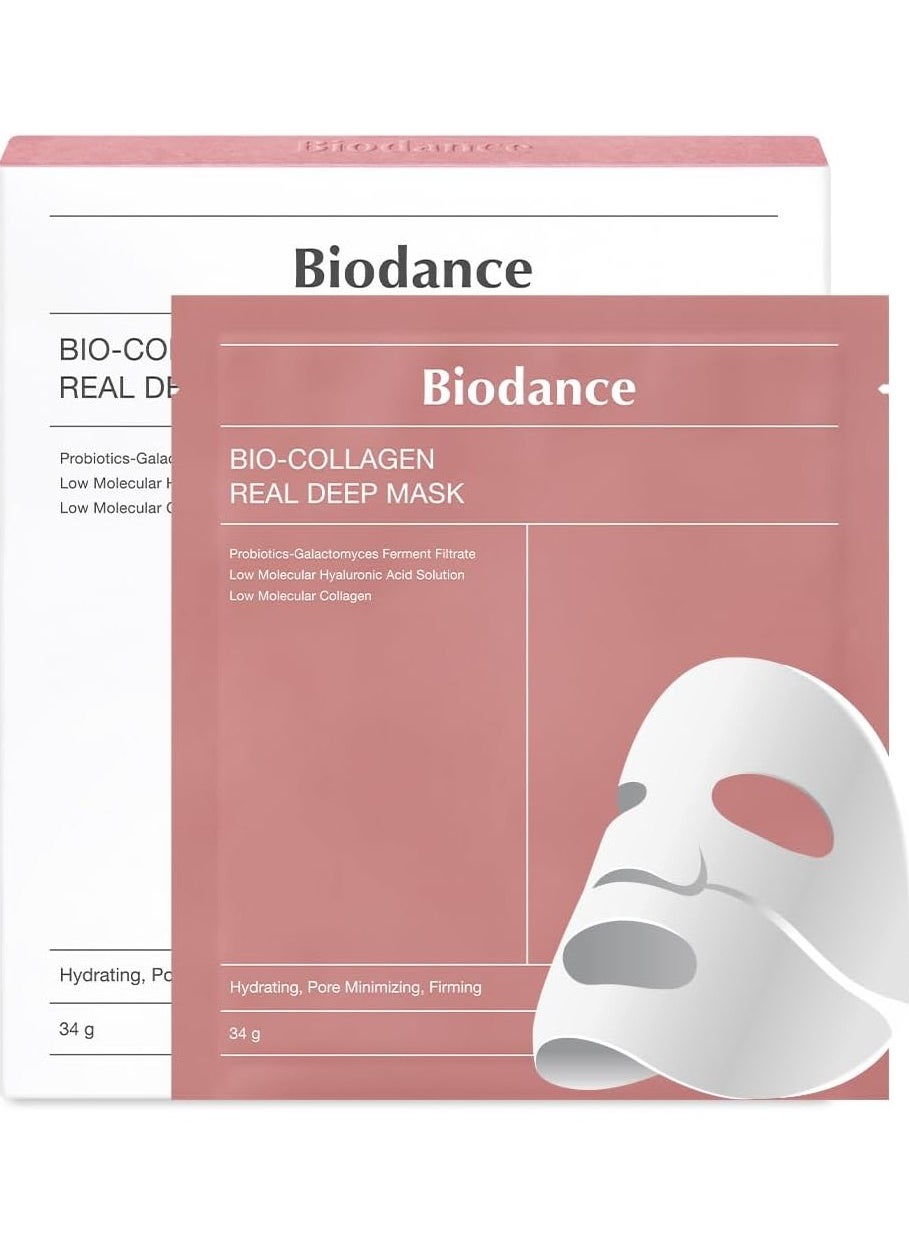 Bio-Collagen Real Deep Mask, Hydrating Overnight Mask, Pore Minimizing, Elasticity Improvement, 34g x 4ea