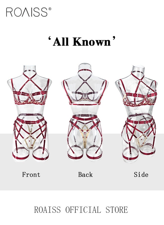 Underwear Suit for Women with Two Color Splicing Strap Intertwined Ladies Lingerie Sets with Adjustable Straps