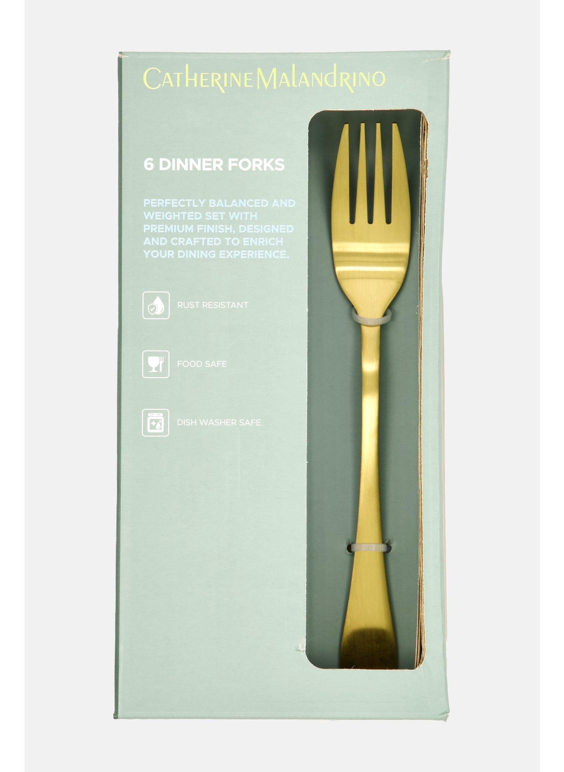 6 Pieces Stainless Steel Dinner Forks, Gold