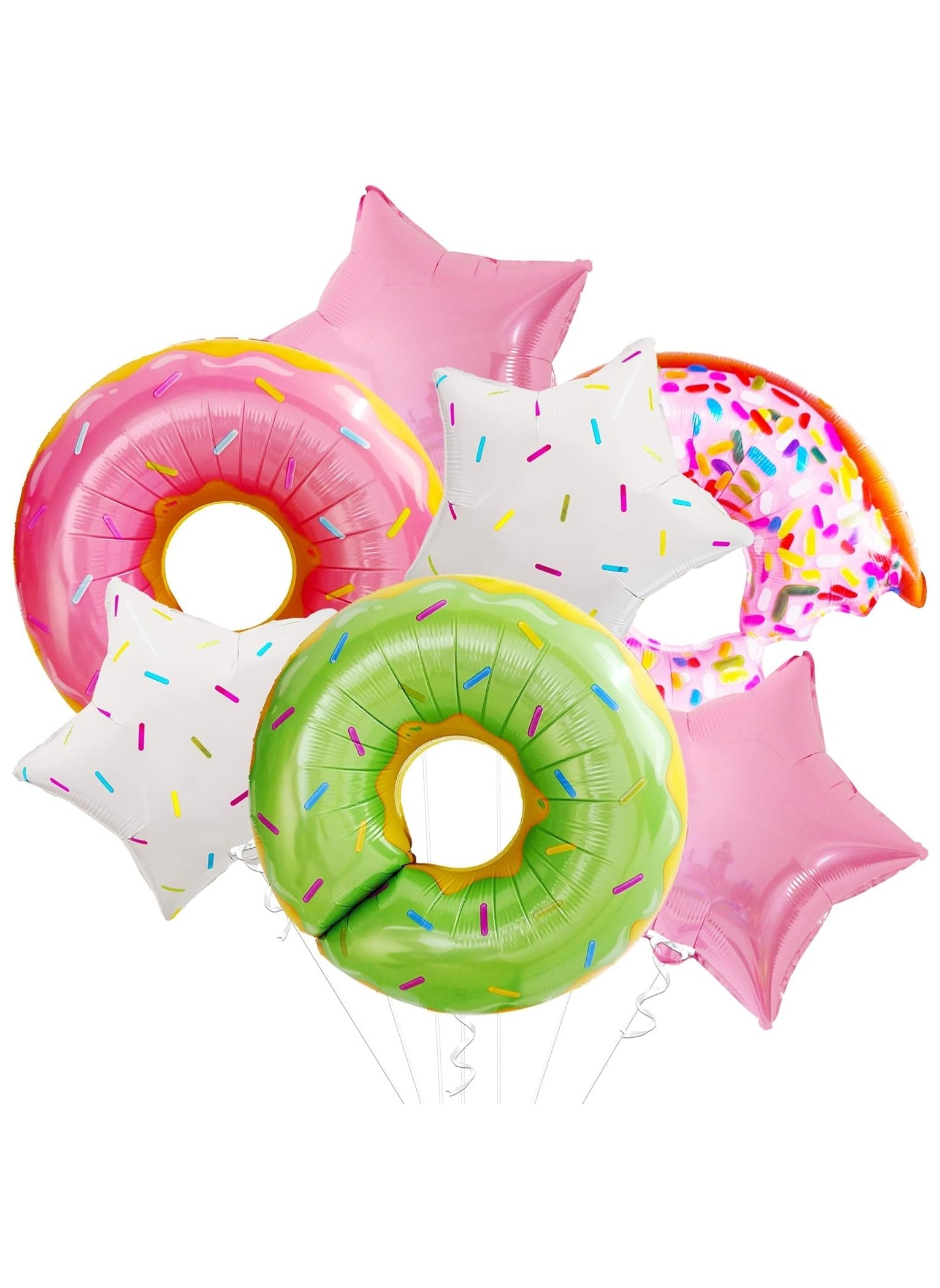 Big, Pack of 7 Donut Balloon Decorations Set - 28 Inch | Sprinkles Candy Balloons, Donut Party Decorations | Donut Foil Balloon for Donut Birthday Party Decorations