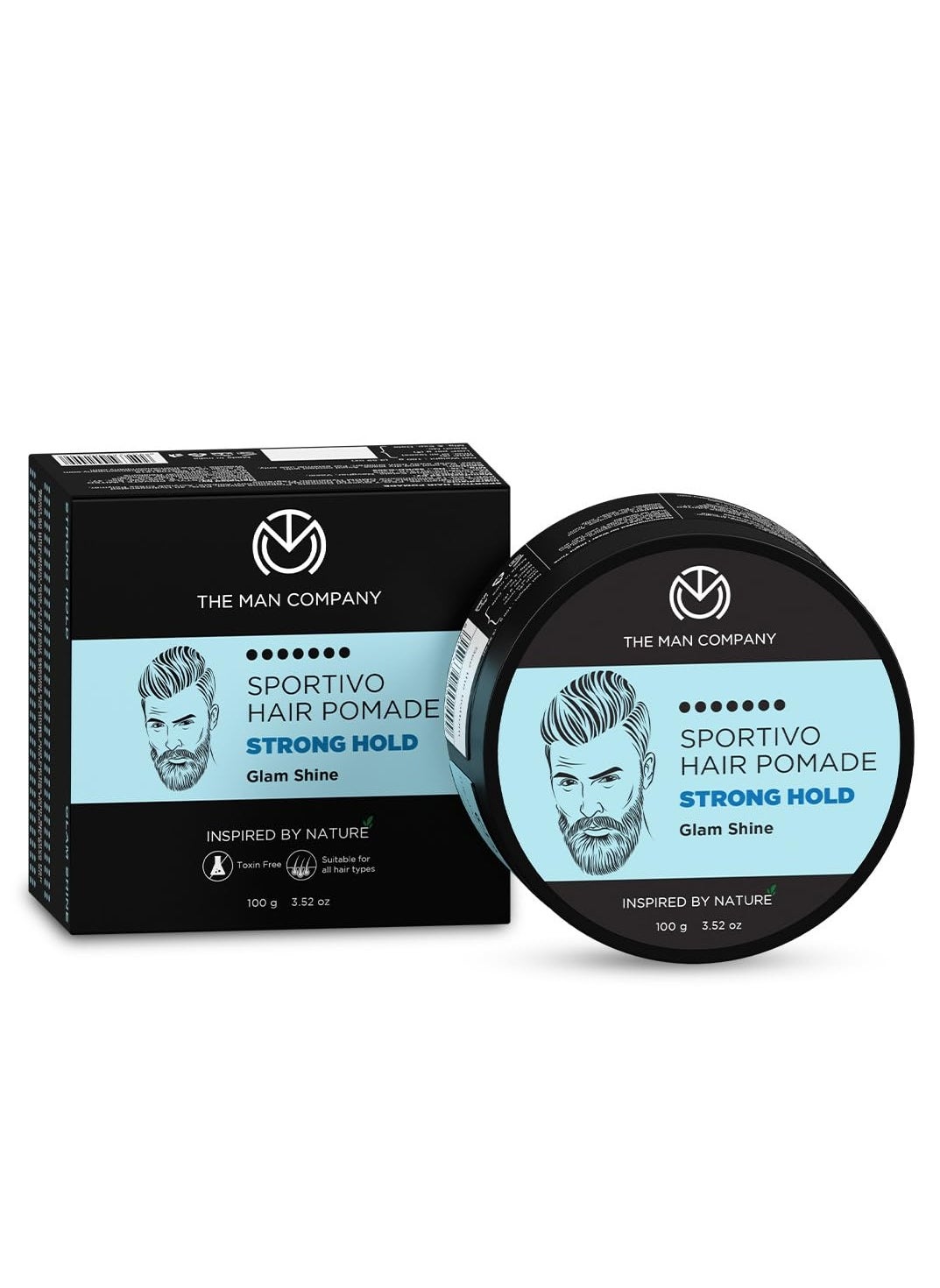 The Man Company Sportivo Stronghold Hair Styling Pomade Wax for Men Stylish Glossy Finish Hair Volumizer Non Sticky - 100gm