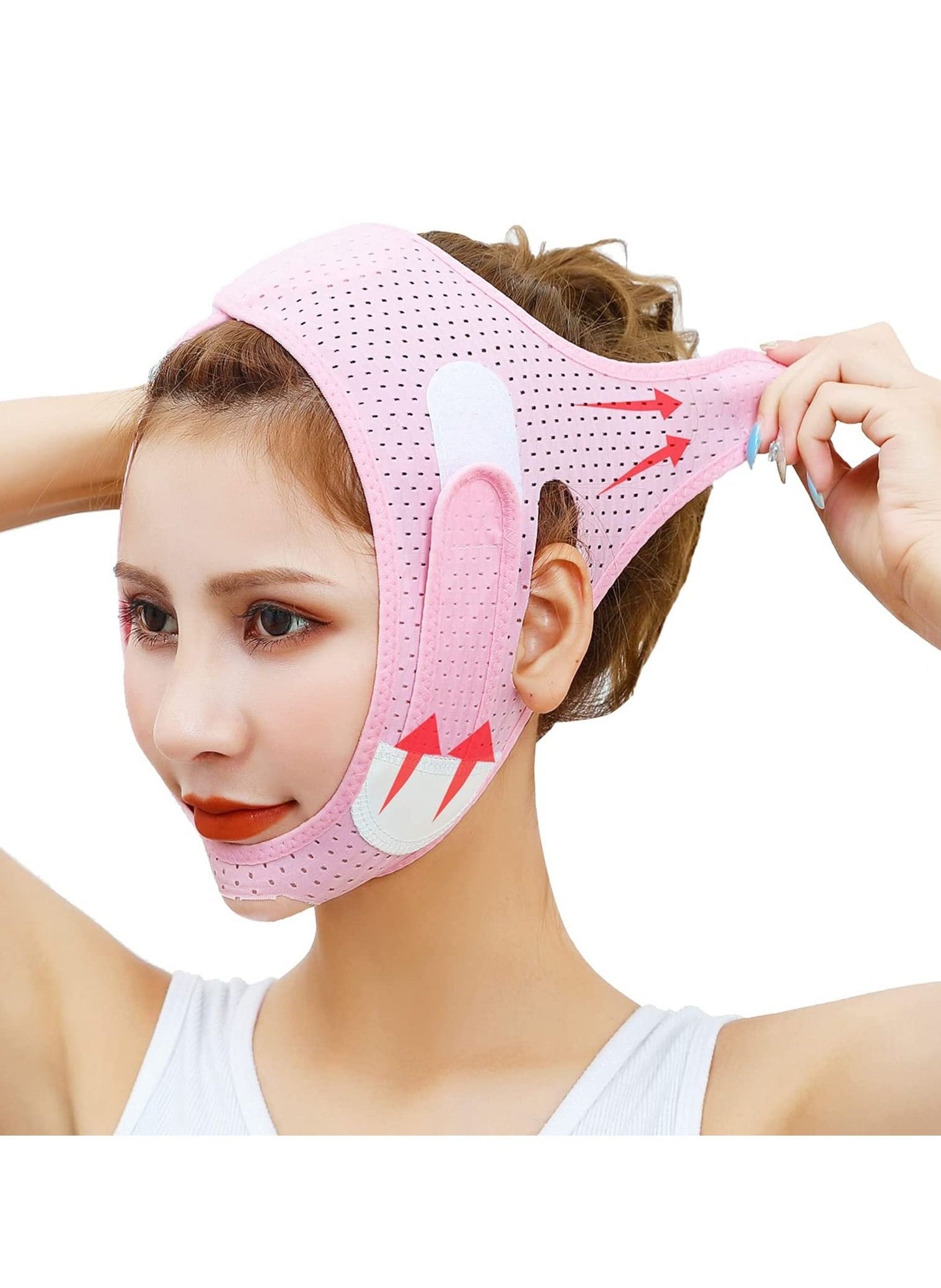 Double Chin Reducer, Face Slimming Strap, V-Shaped Mask Chin up Face Lifting Belt for Women and Men, Anti- Wrinkle Face Mask, Lifting Bandage for Saggy Face Skin Reusable Mask Facial Slimming