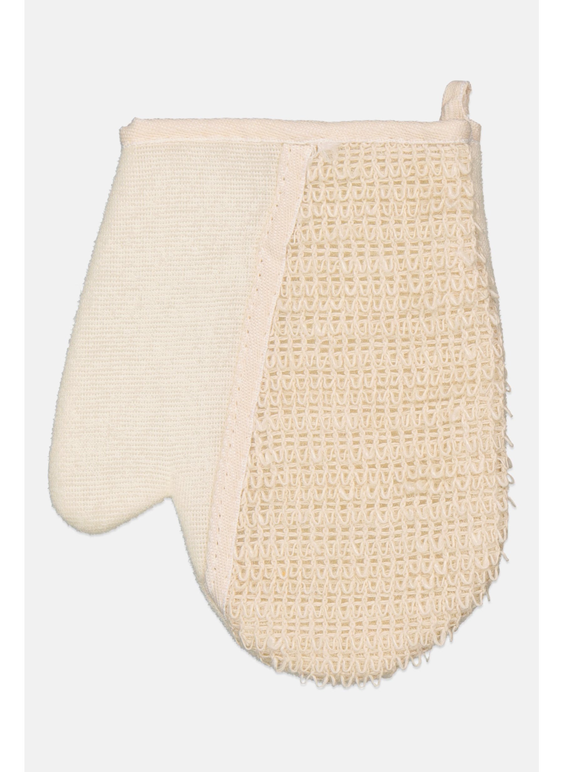 1 Piece Textured Bath Gloves, Off White