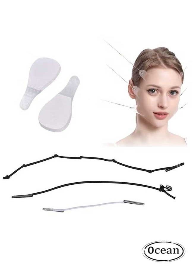 40 Pcs Face Lift Tapes, Face Lifting Patch Invisible V-line Face, lift Sticker Neck And Eye makeup Lift strips Waterproof Elasticity Double Chin Lift Patch, With 3 Pieces Lifting Ropes For Women Women