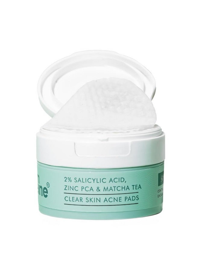 2% Salicylic Acid Zinc Pca & Matcha Tea Clear Skin Acne Pads Anti Acne Exfoliating Serum Toner Pads For Acneprone Skin Unclogs Pores Controls Oil Sulphate Free For Both Women And Men 40 N (X1)