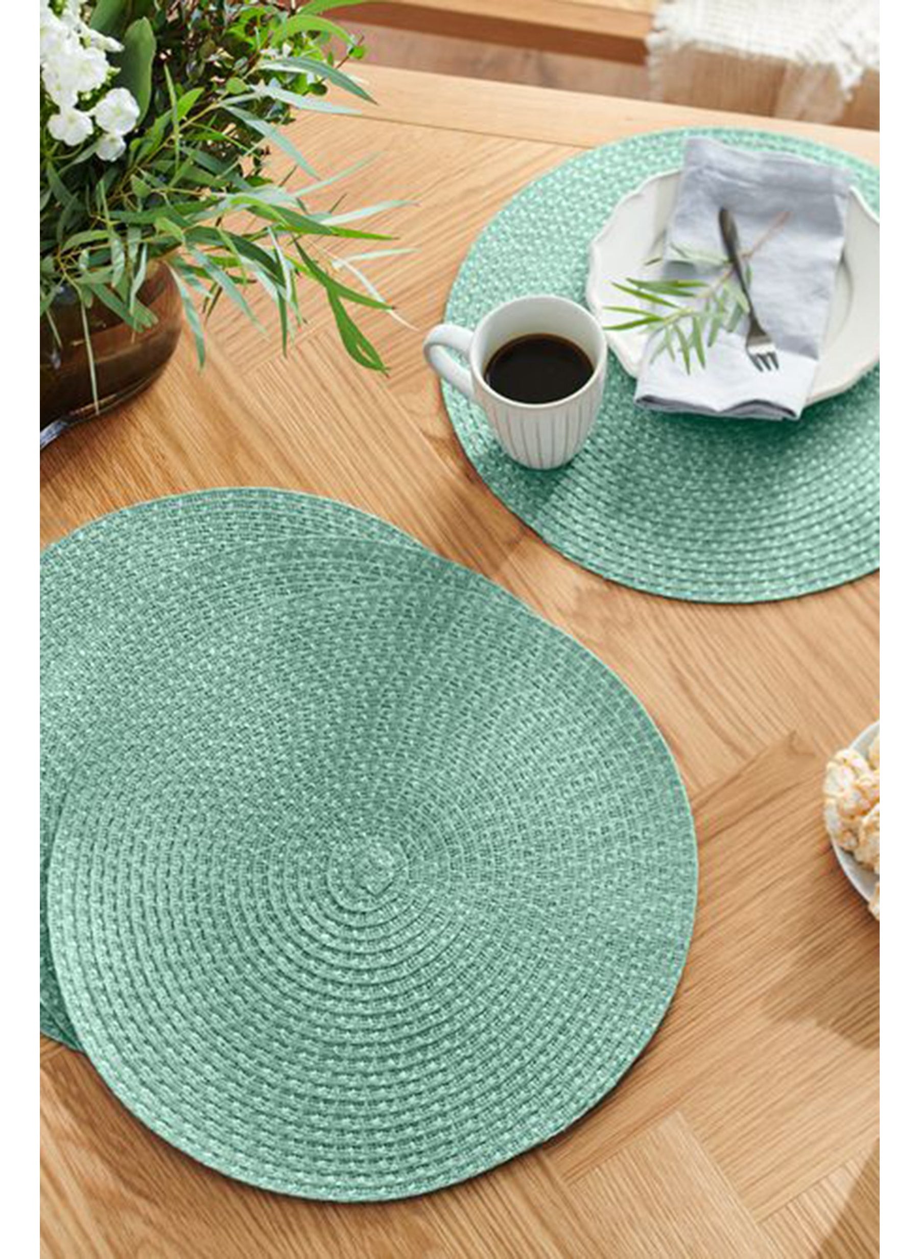 4  Pcs Place Mats, Green