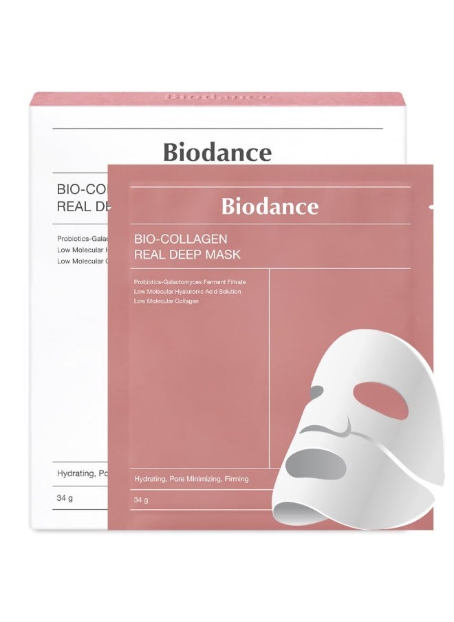 BIODANCE Bio-Collagen Real Deep Mask, Hydrating Overnight Mask, Pore Minimizing, Elasticity Improvement, 34g x4ea