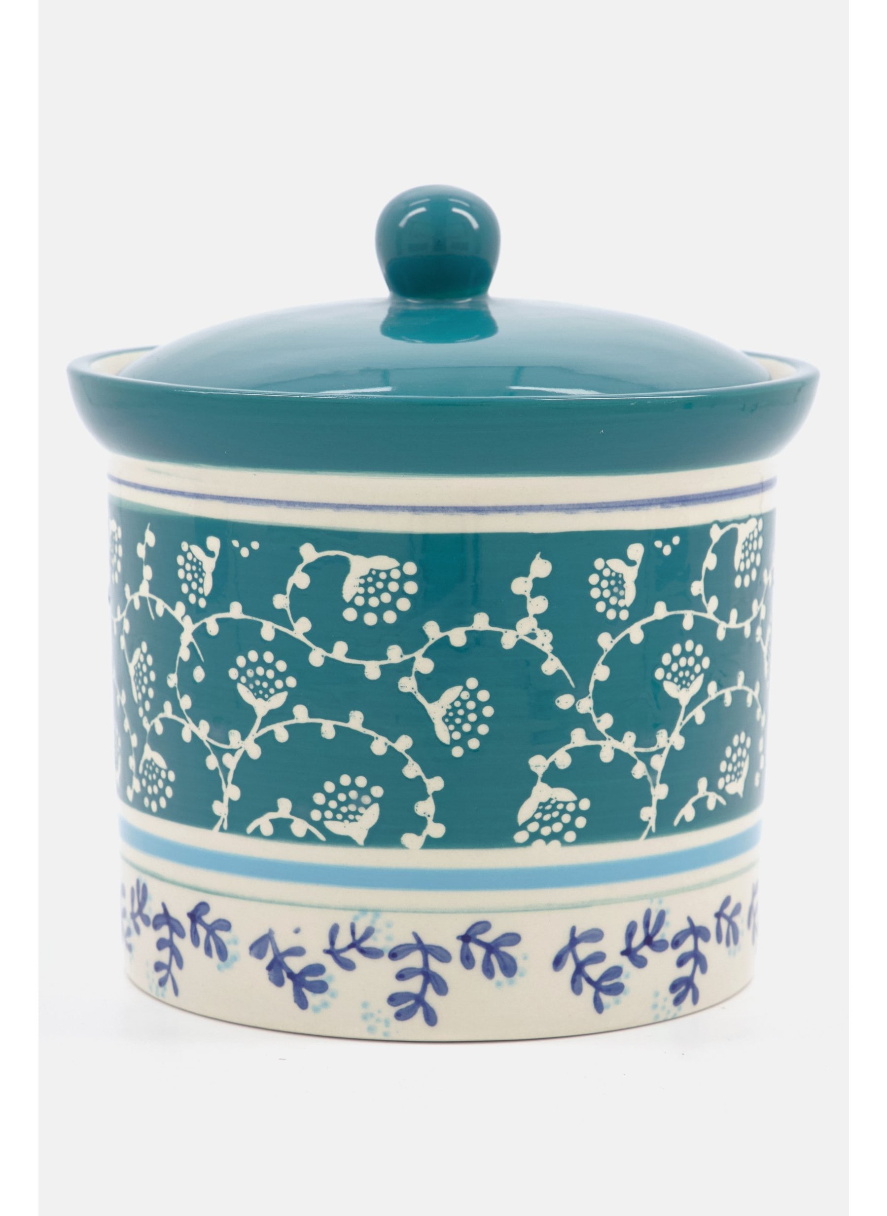 Village Vines Stoneware Canister, Blue