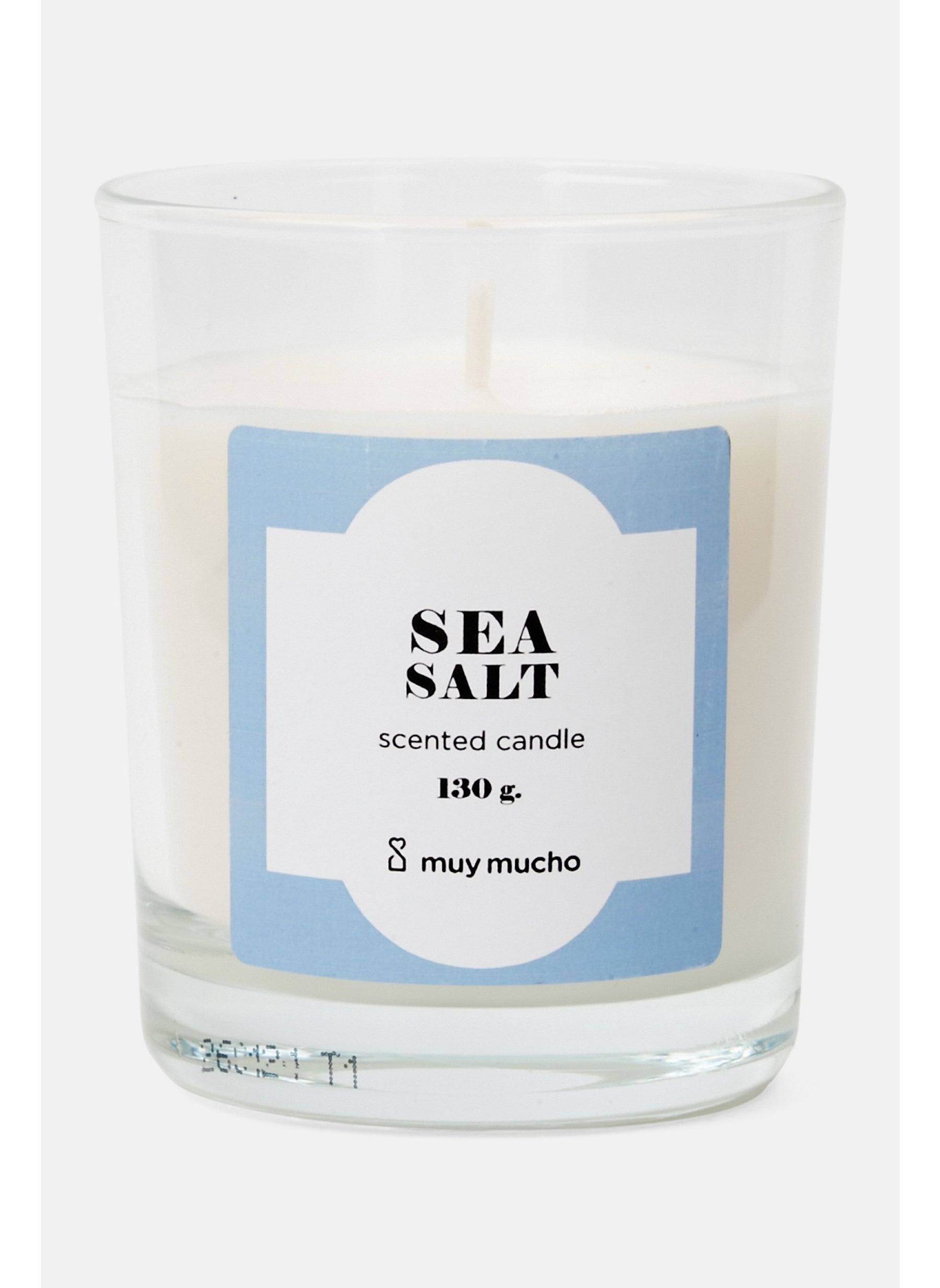 Scented Candle Sea Salt 130g, White/Blue