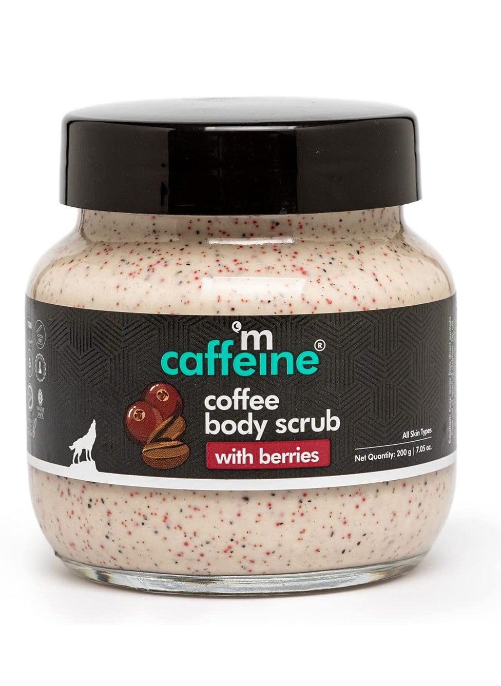 mCaffeine Berries and Coffee Body Scrub for Tan Removal Creamy Body Scrub for Dry Skin Exfoliating Scrub for Body for Women and Men - 200gm