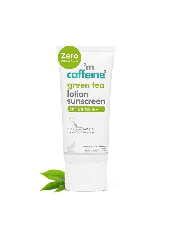 Green Tea Sunscreen Spf 50 Pa ++ With Niacinamide & Hyaluronic Acid; 12H Sun Protection With Zero Whitecast; Lightweight & Hydrating; Uv Damage Repairing Caffeine Rich Sunscreen 50G