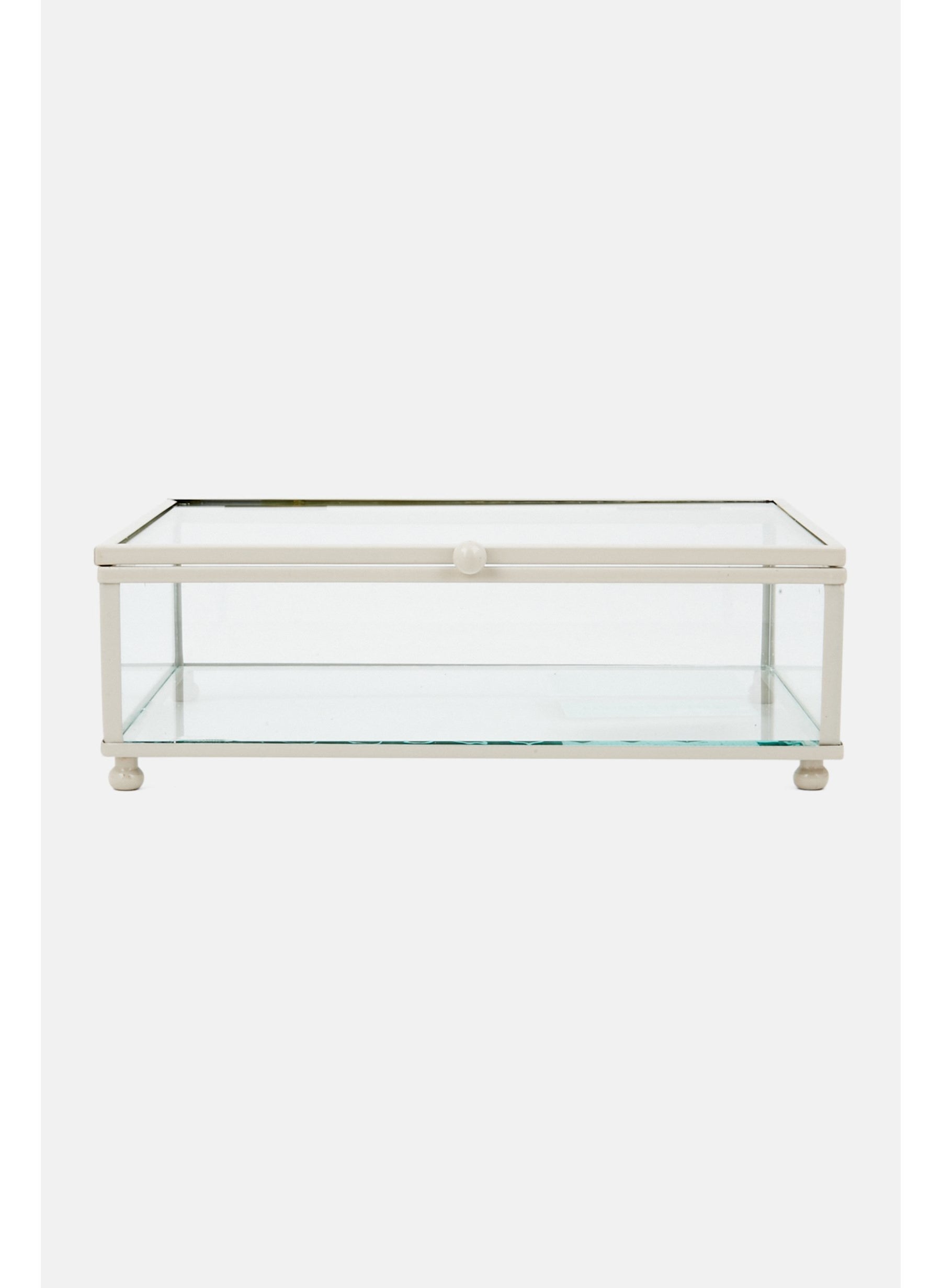 Glass Metal Box 18 L x 6 H x 13 W cm, Transparent