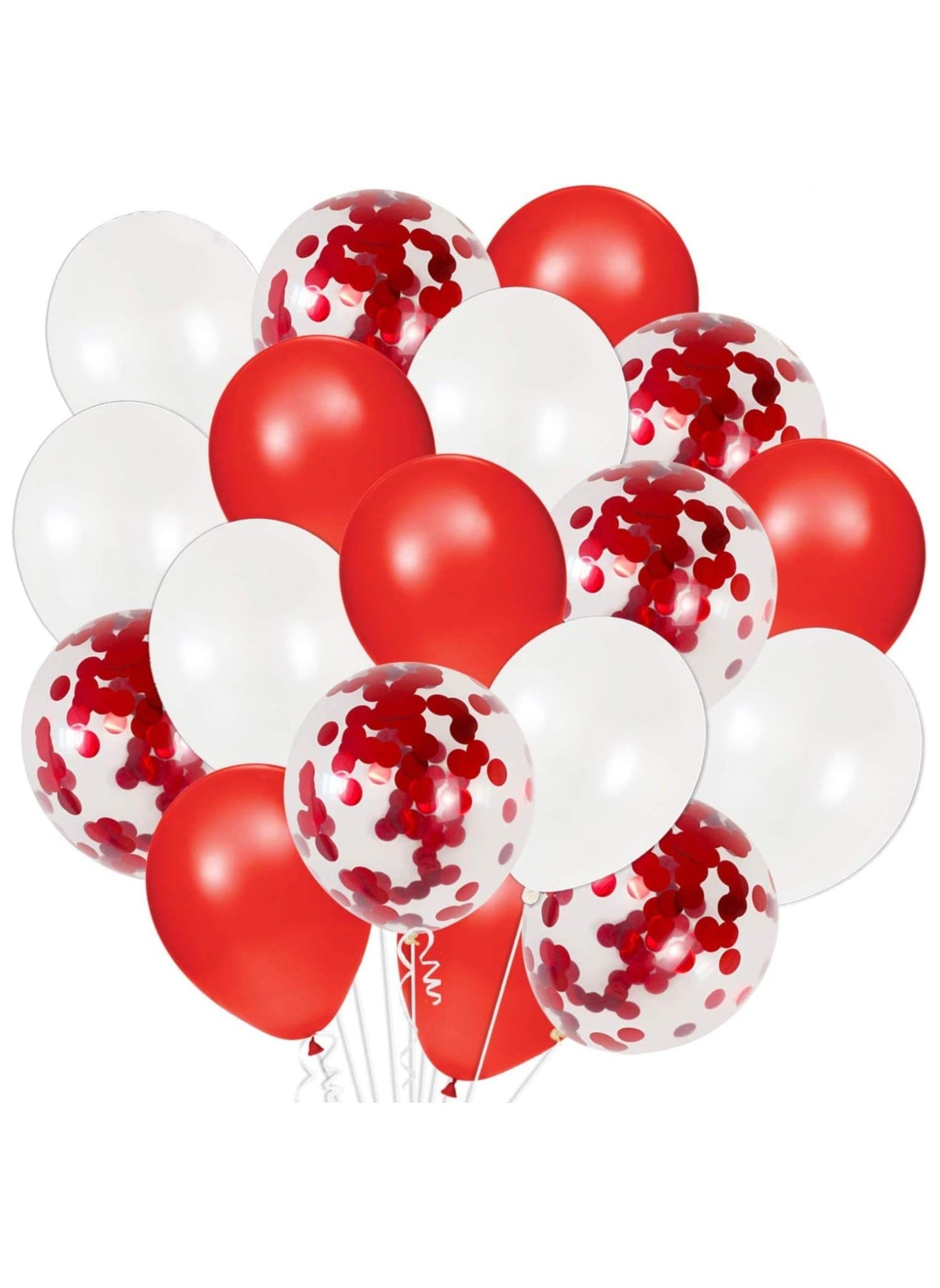 Red White Confetti Balloons for Birthday Decorations Pack of 40