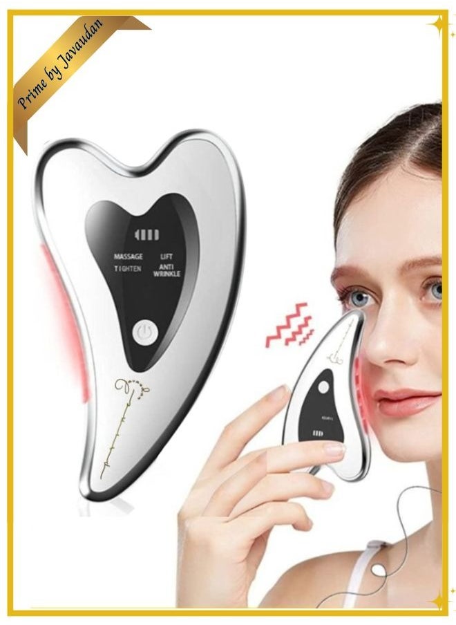 Electric Gua Sha - Face Lift Device -Gua Sha Facial Tools - Face Sculpting Tool - Heated & Vibration & Red Light Face Massager Anti-Aging & Wrinkles Puffiness Double Chin Tension Relief