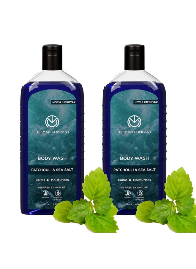 Patchouli & Sea Salt Perfumed Body Wash For Men - 200 Ml | Shower Gel For Deep Moisturization & Smooth Skin | Enriched With Green Tea, Turmeric & Moringa Extract | Toxin Free - Pack of 2