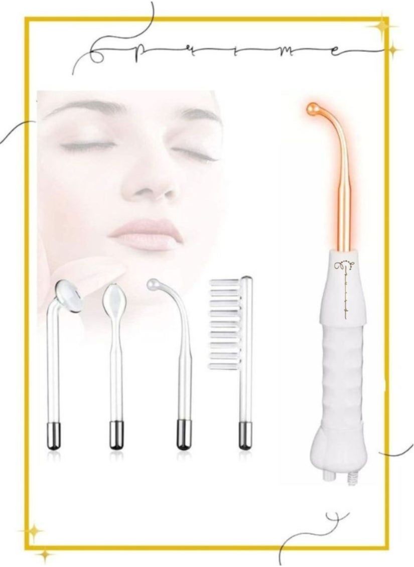 4 in 1 Portable High Frequency Skin Therapy Machine, Blemish & Spot Control, Skin Tightening & Radiance, Wrinkle Reducing Skin Therapy Wand with 4 Different Tubes