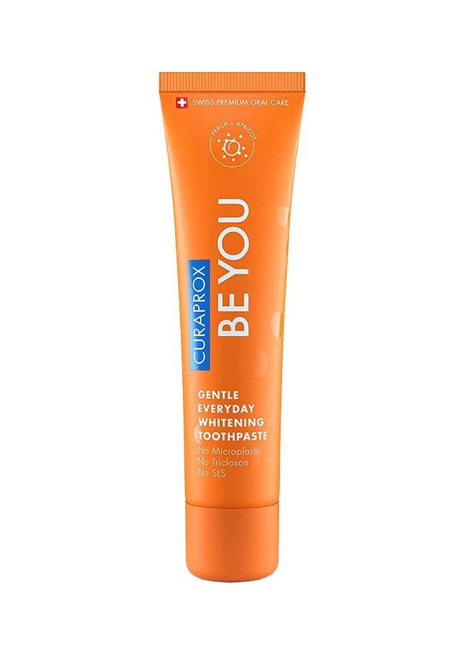 Curaprox Be You Peach + Apricot Toothpaste Orange 60ml - Gentle Everyday Whitening Toothpaste - SLS Free, Microplastic Free, Triclosan Free, Fluoride Toothpaste