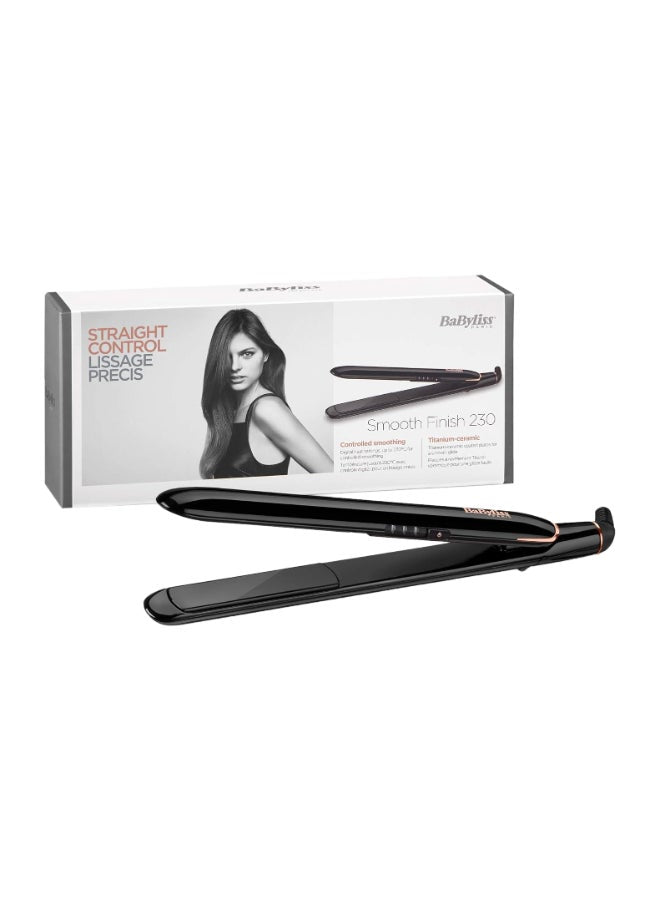 Smooth Finish 230 Hair Straightener | Titanium Ceramic Plates For Efficient Straightening | Adjustable Temperature Settings For Versatile Styling | Salon-quality Results At Home | ST250SDE Black