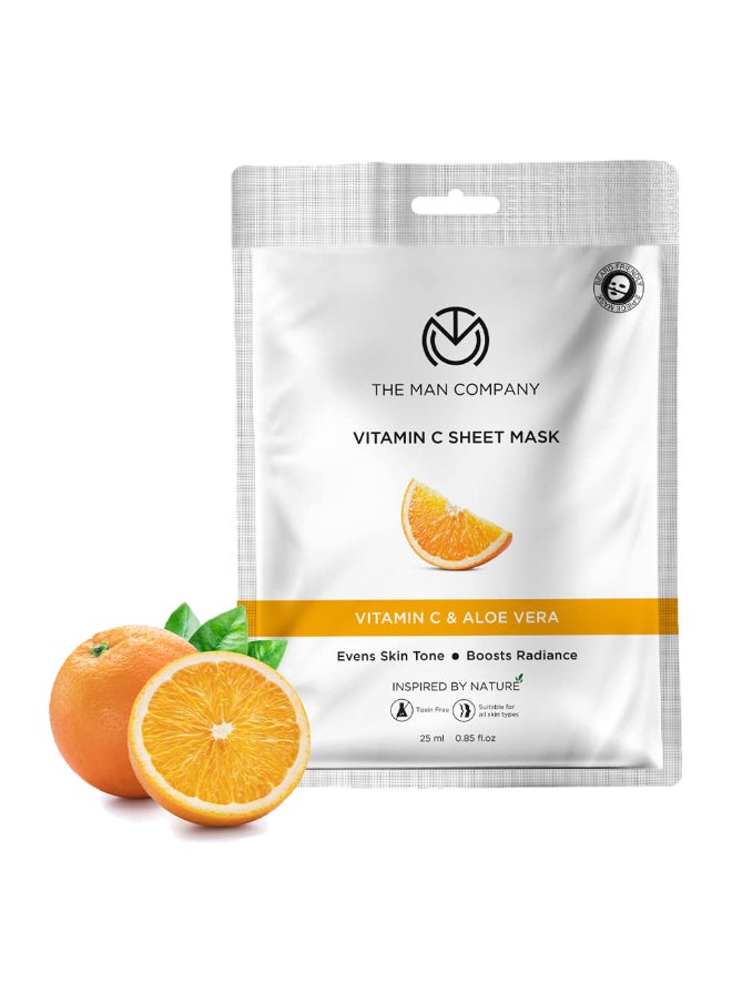 Vitamin C Sheet Mask With Hyaluronic Acid And Lemon Deep Cleanses And Removes Excess Oil 25Ml