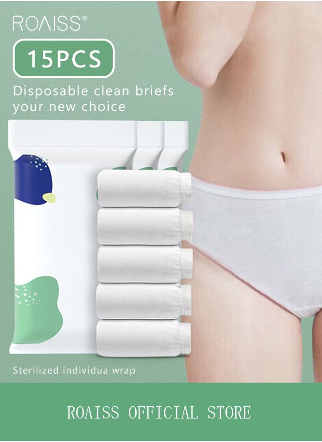 15 Pack Set Women's Disposable Briefs Pregnant Confinement Postpartum Sterile High Stretch Panties Mid-waist Hygiene Soft Underpants Individual Package Underwear White