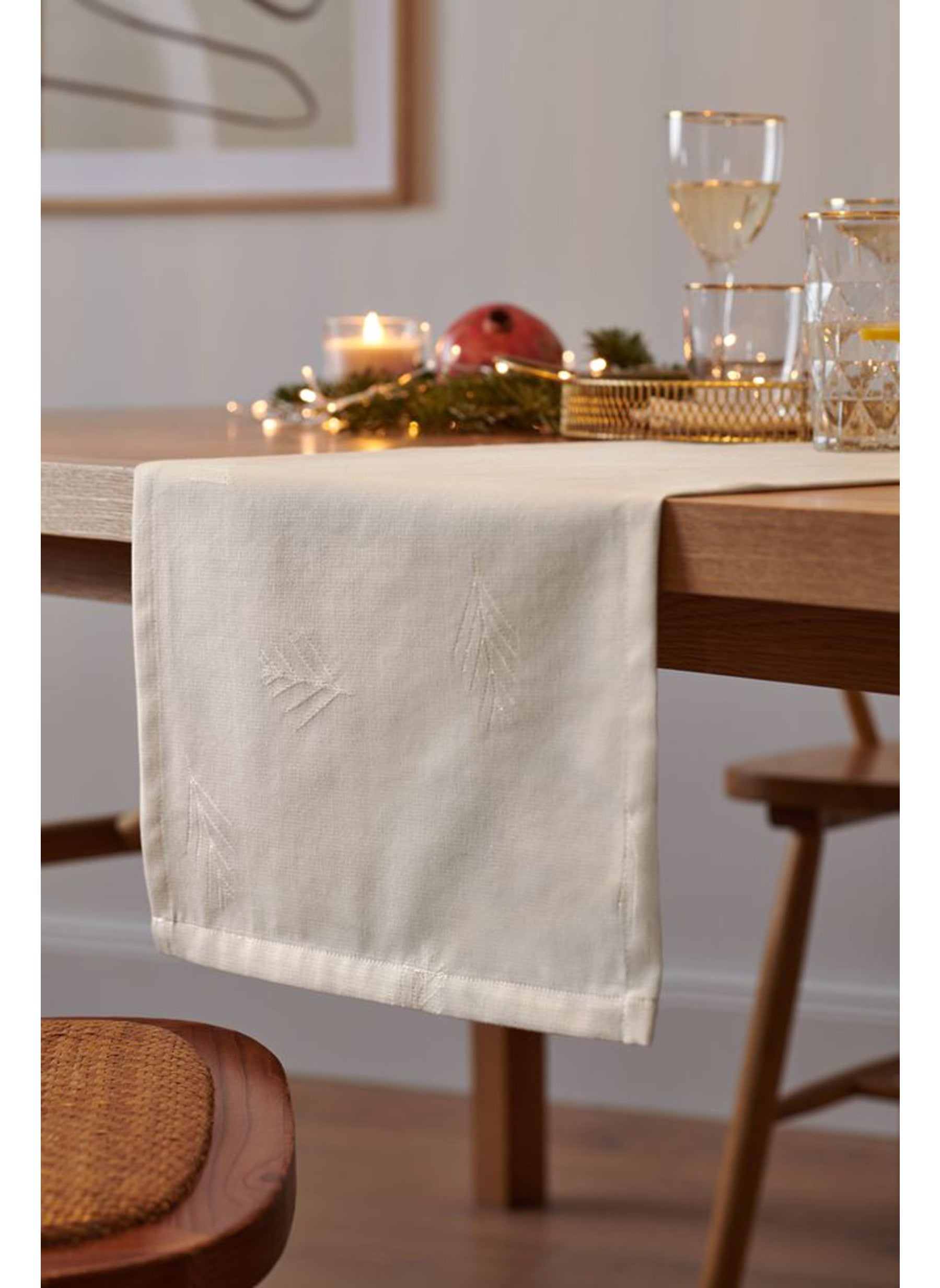 Jacquard Table Runner 40 x 180 cm, Off White