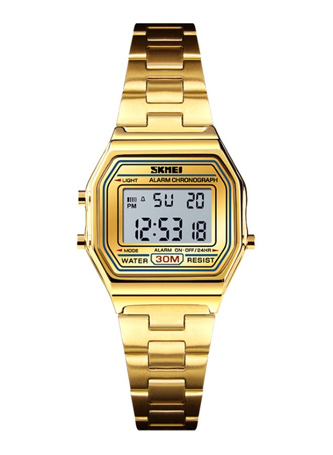 Women's Waterproof Metal Digital Wrist Watch 1416 - 27 mm - Gold