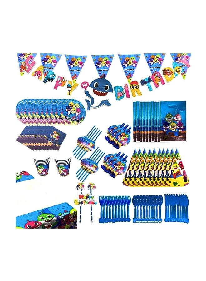 109-Piece Sprucely Crafted Baby Shark Party Supplies Set For Kids, 442, Blue/Yellow/Green