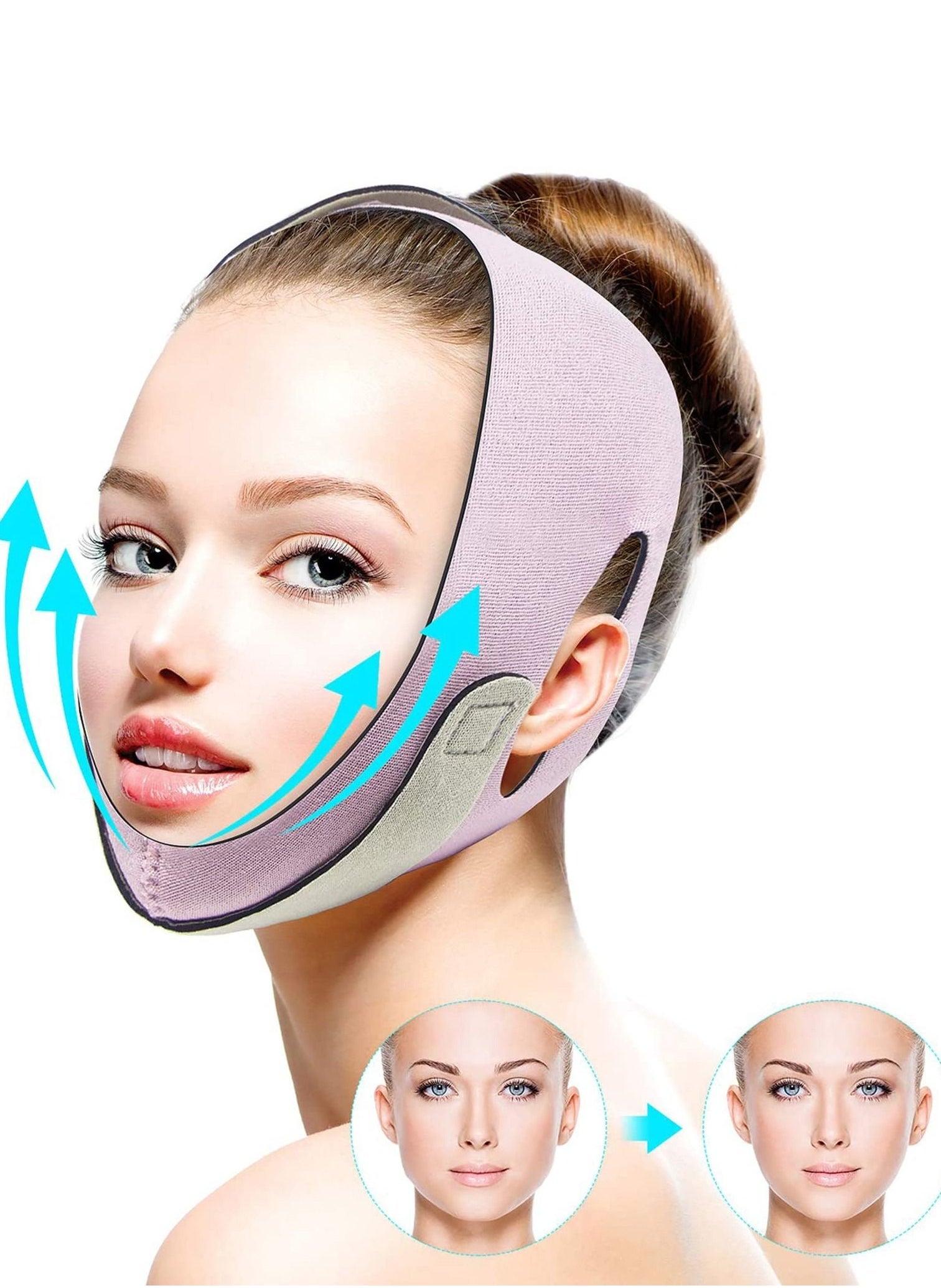 Double Chin Reducer, Face Slimming Strap, Pain-Free V-Line Chin Cheek Lift Up Band, Face Shaper Band, for Anti Aging Wrinkle, Reducing Double Chin, Anti Snoring (Purple)