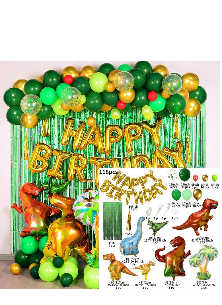 Dinosaur Birthday Party Decoration Set, 118 Pcs Set With Dinosaur Themed Party Favors Include Dinosaurs Balloons, Happy Birthday Banner, Perfect For Your Kid's Party