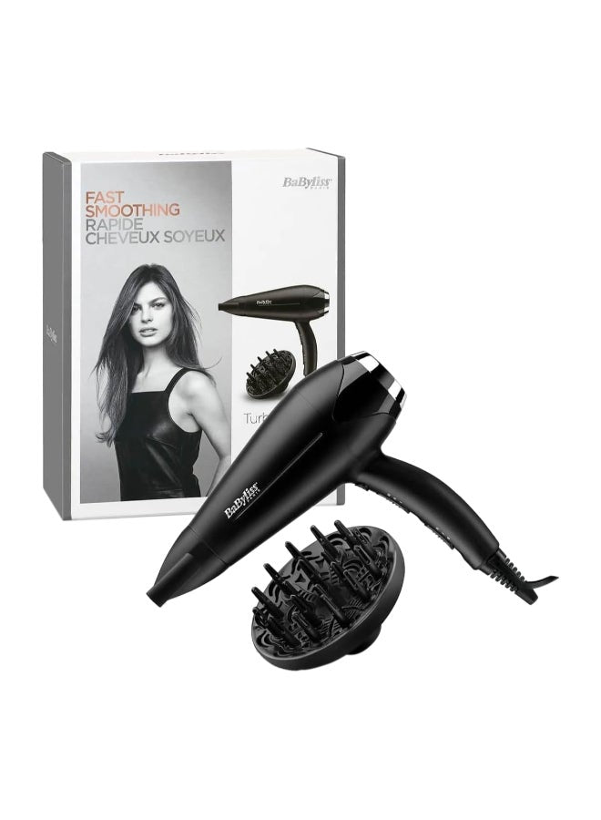 Hair Dryer Turbo Smooth 2200 | Powerful Dryer With Adjustable Speed Settings | Multiple Heat Settings For Customized Styling | Ionic Technology Reduces Frizz And Enhances Shine | D572DSDE Black