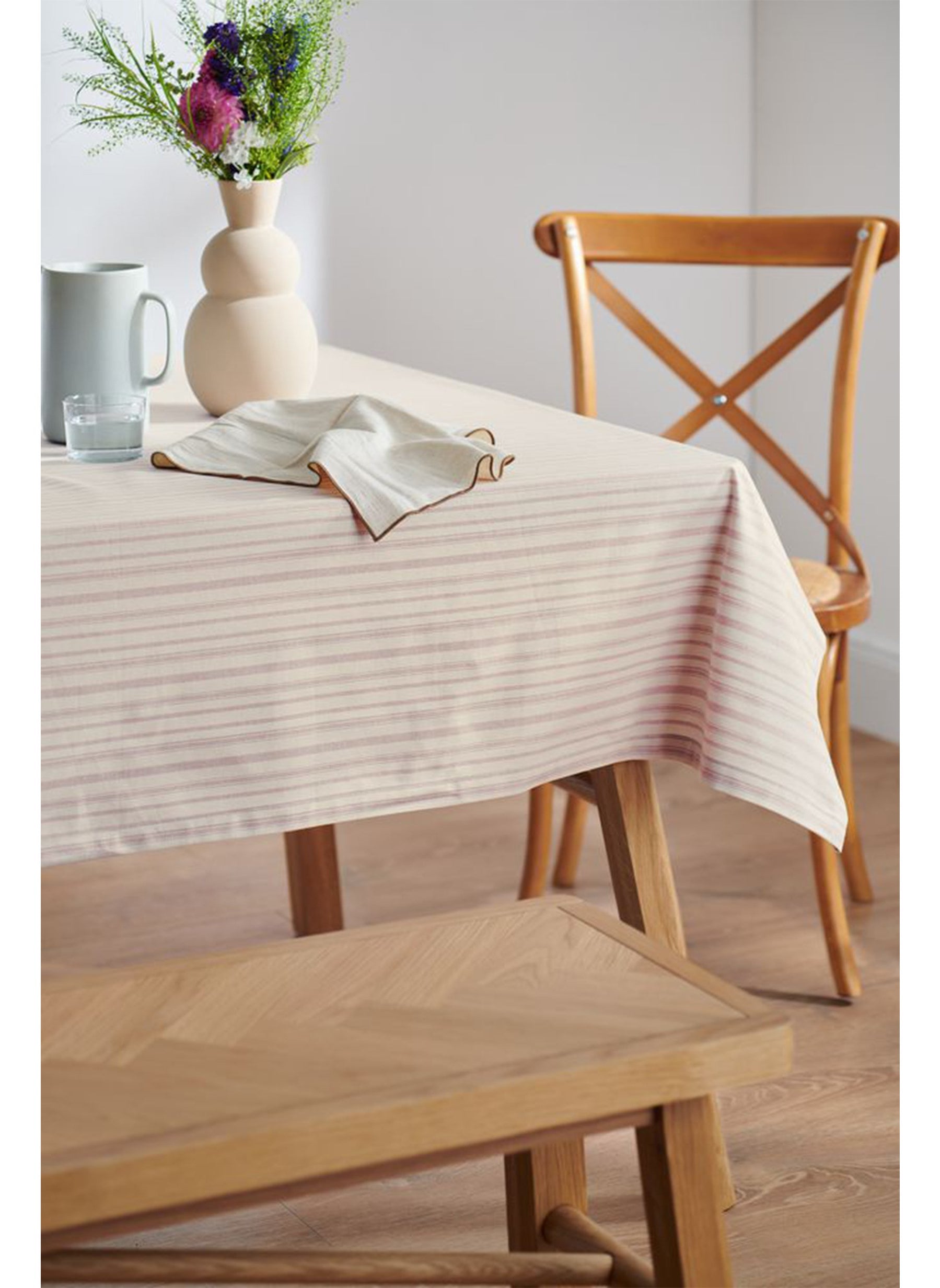 Woven Stripe Tablecloth 150 x 275 cm, Off White Combo