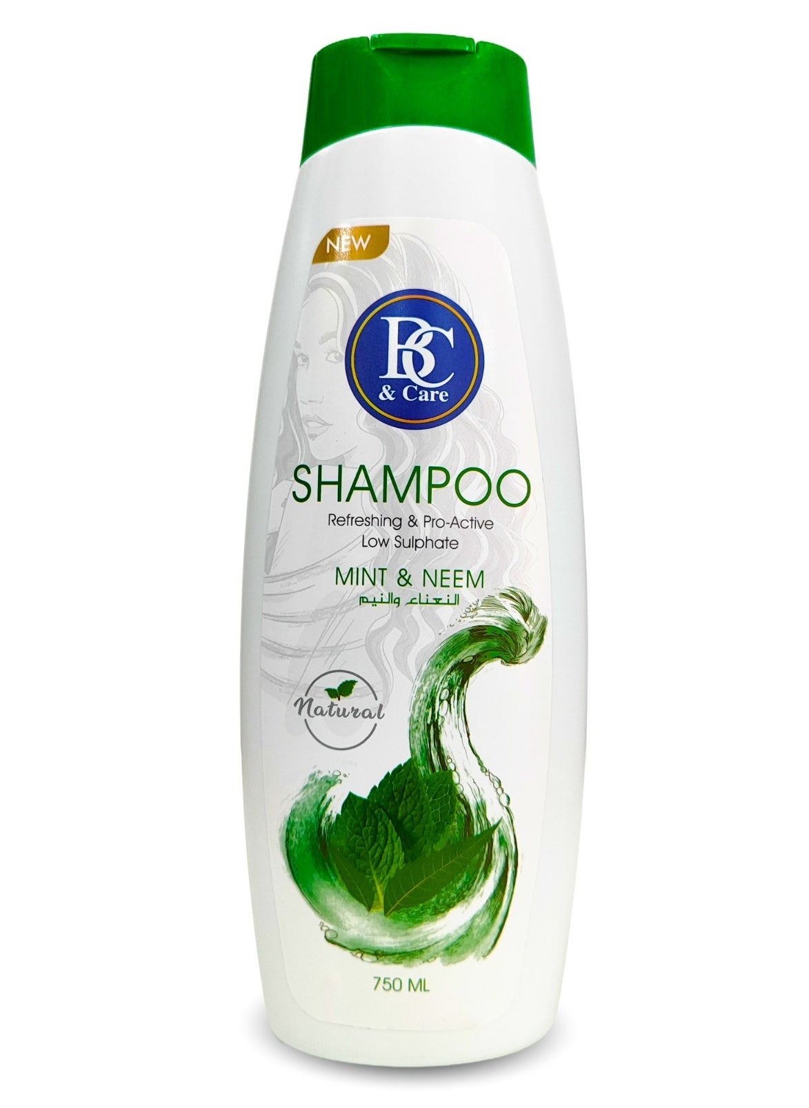 Mint and Neem Natural Shampoo: Refreshing & Pro-Active Low-Sulfate Formula 750ml