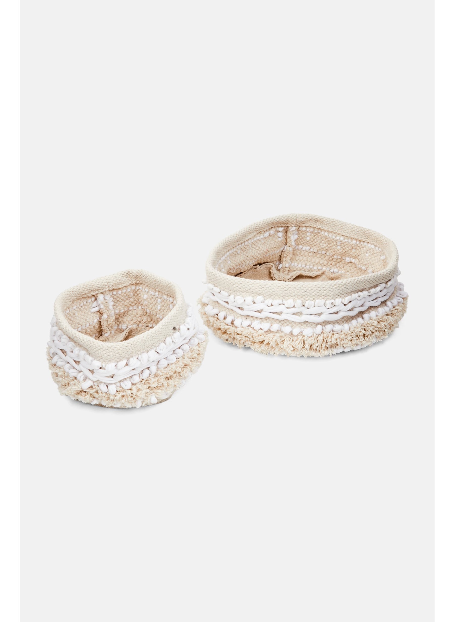 2Pcs Basket Bowl Knitted Set, Ivory/Off White