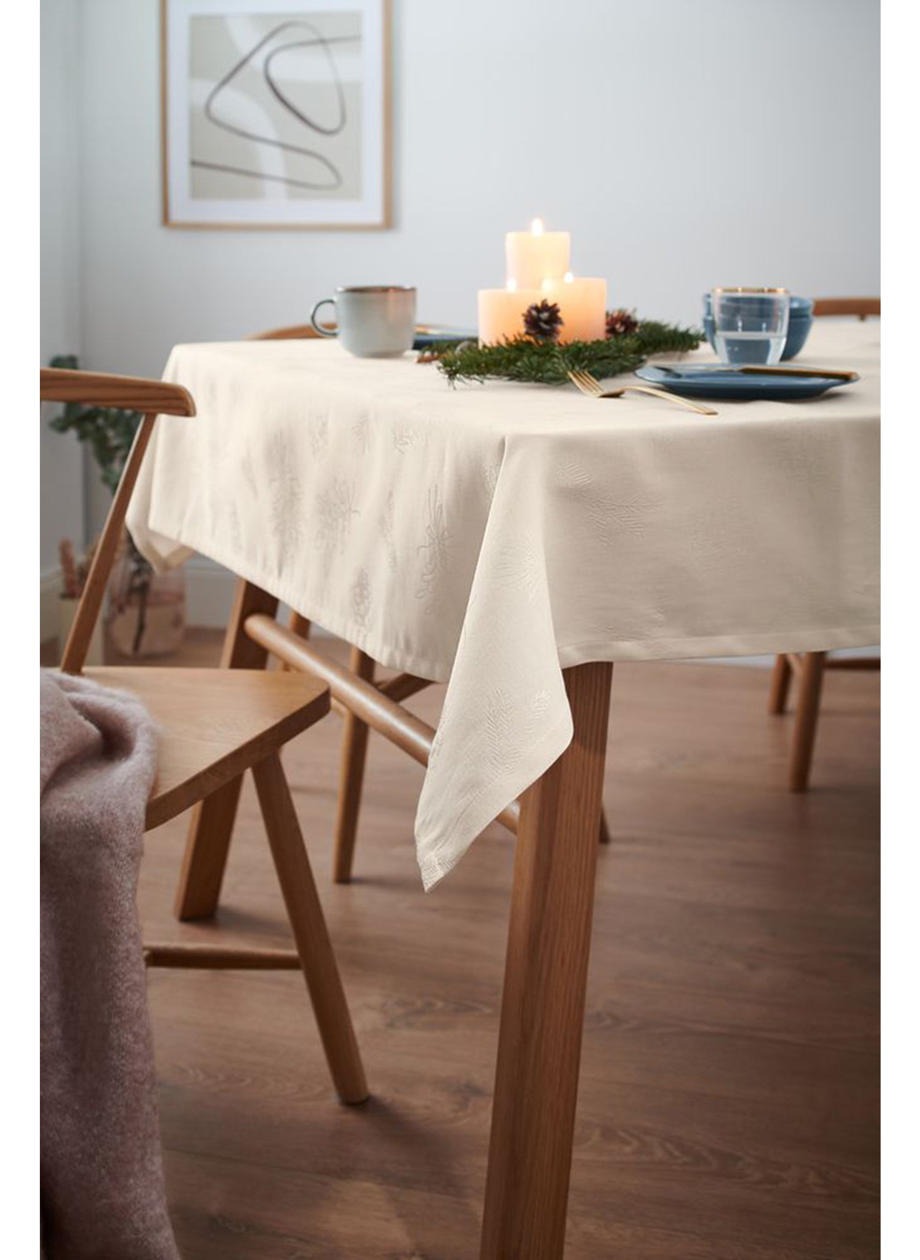 Jacquard Tablecloth 150 x 275 cm, Ivory