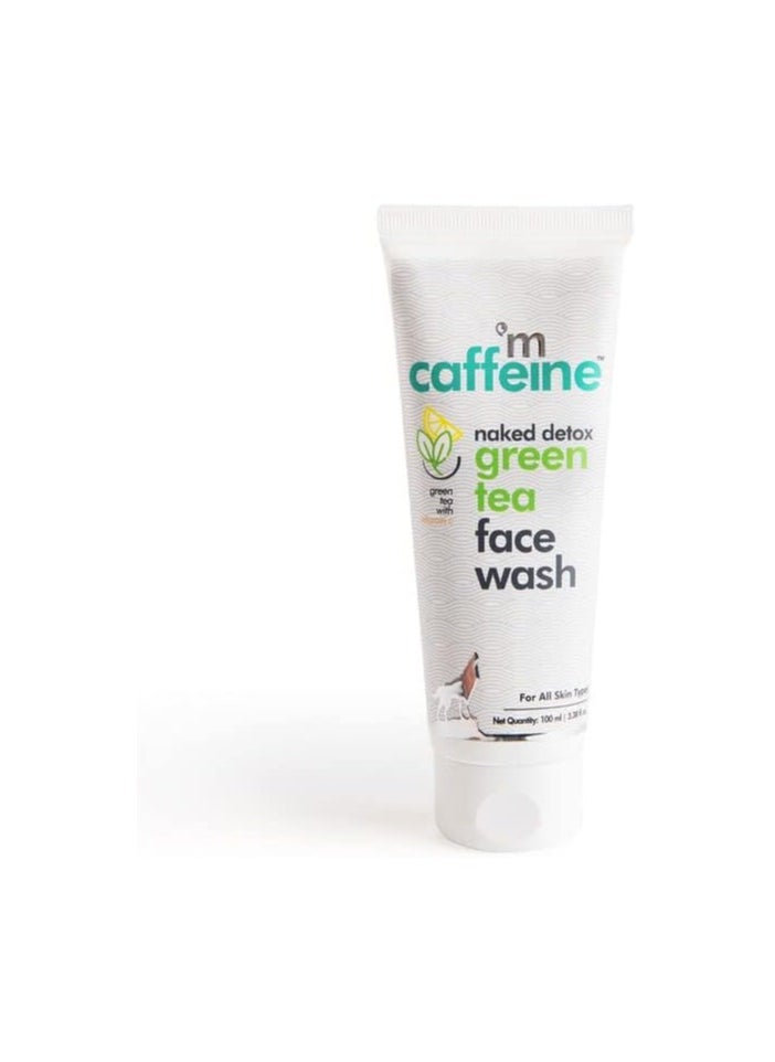 MCaffeine Naked Detox Green Tea Face Wash, Dirt Removal, Vitamin C, Hyaluronic Acid, All Skin, Paraben & Sls Free, 100 ml